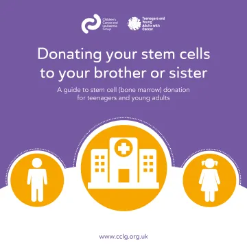 Front cover of booklet 'Donating your stem cells to your brother or sister'