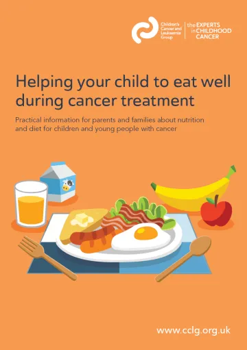 Front cover for booklet - helping your child to eat well during cancer treatment