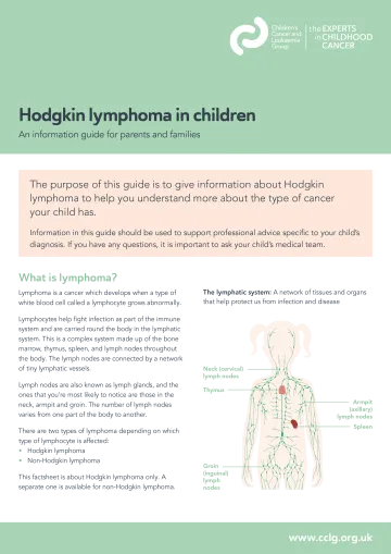 Front cover for factsheet - Hodgkin lymphoma