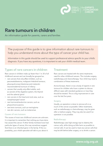 Front cover for factsheet - rare tumours