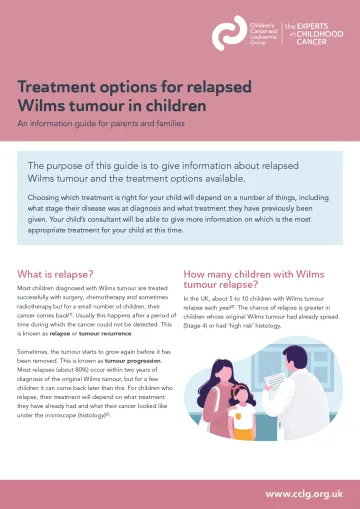 Front cover for factsheet - treatment options for relapsed Wilms tumour