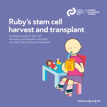 Front cover for booklet - Ruby's stem cell harvest and transplant