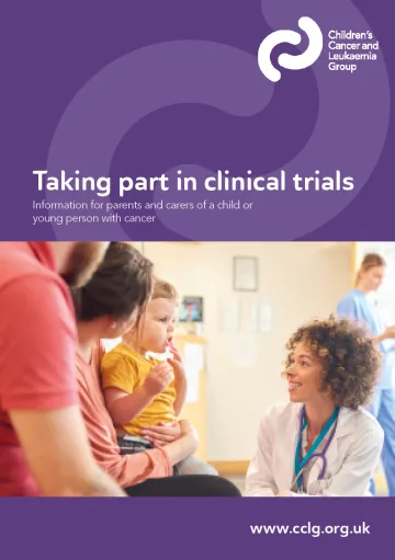 Front cover for booklet - Taking part in clinical trials