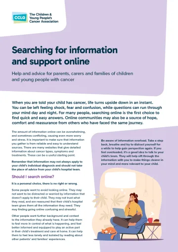 Front cover for leaflet - Searching for information and help online