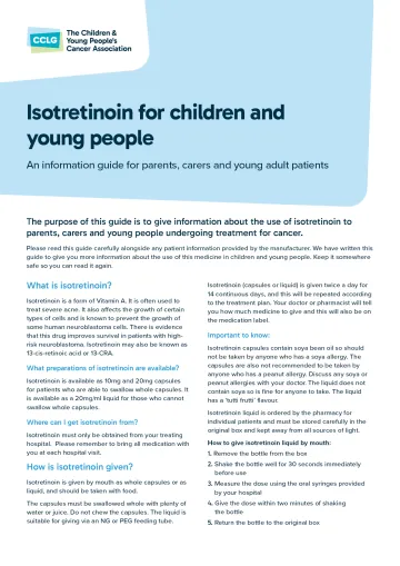 Front cover for drug factsheet - isotretinoin