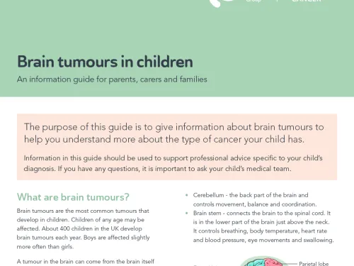Front cover for factsheet - brain tumours