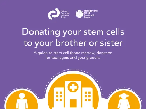 Front cover of booklet 'Donating your stem cells to your brother or sister'