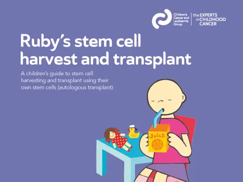 Front cover for booklet - Ruby's stem cell harvest and transplant