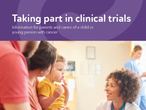 Front cover for booklet - Taking part in clinical trials