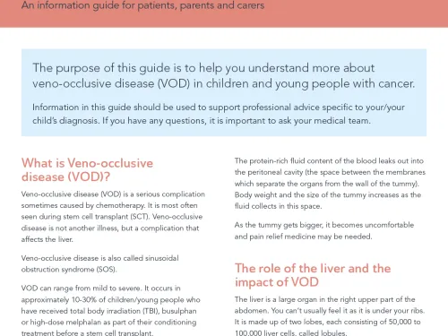 Front cover for factsheet - veno-occlusive disease (VOD)
