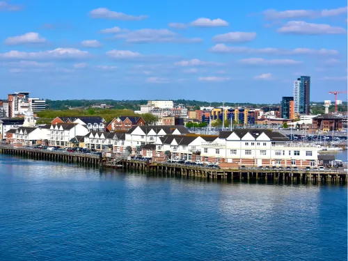 A view of Southampton from over water.