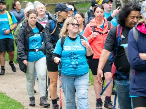 A group of walkers walking along a path in the Peak District